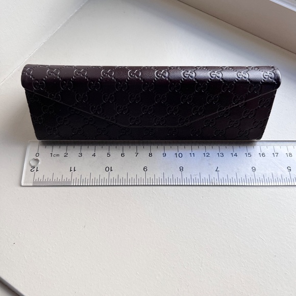 NWOT Gucci Slim Tri-Fold Leather Collapsible Hard Glasses Case - Brown - Picture 6 of 7